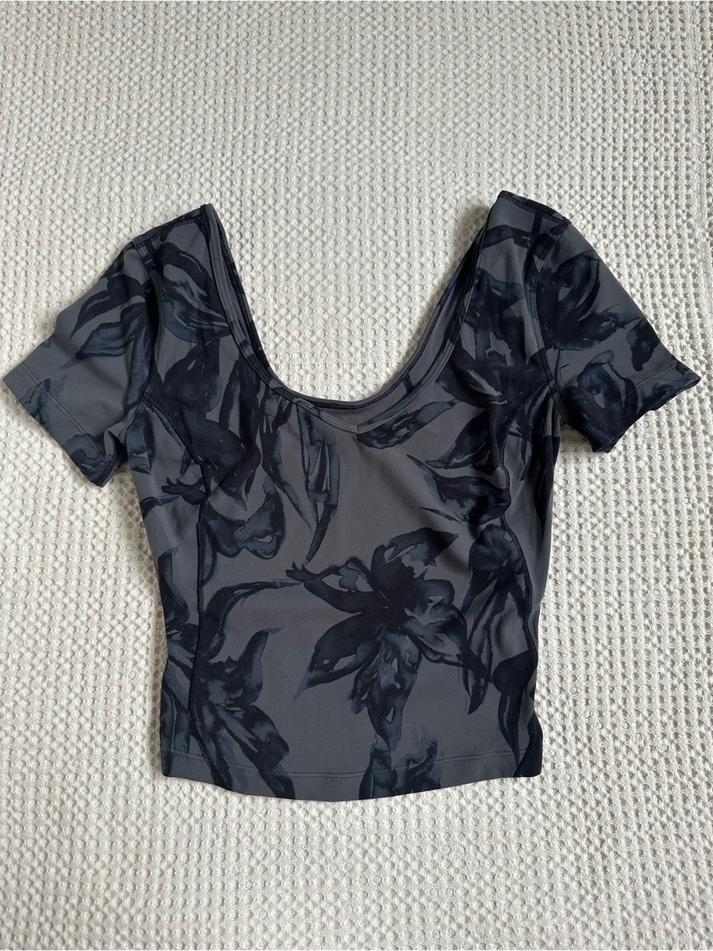 Lululemon Charcoal Floral Scoop-Neck Women's Top